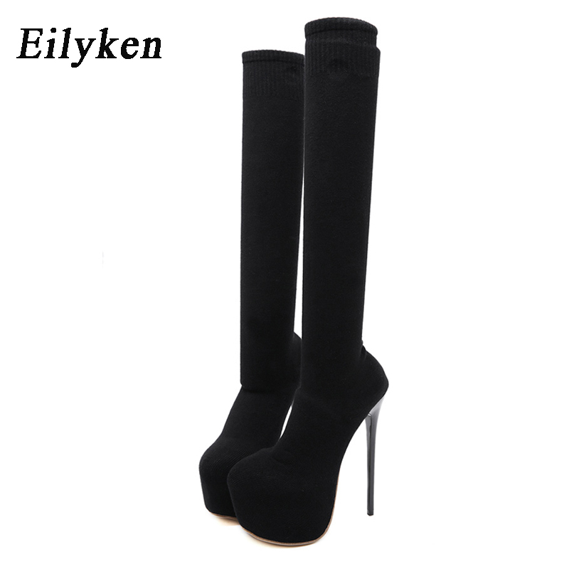 Eilyken 17CM Platform Heels Wo - Sock Boot Women 评论和价格