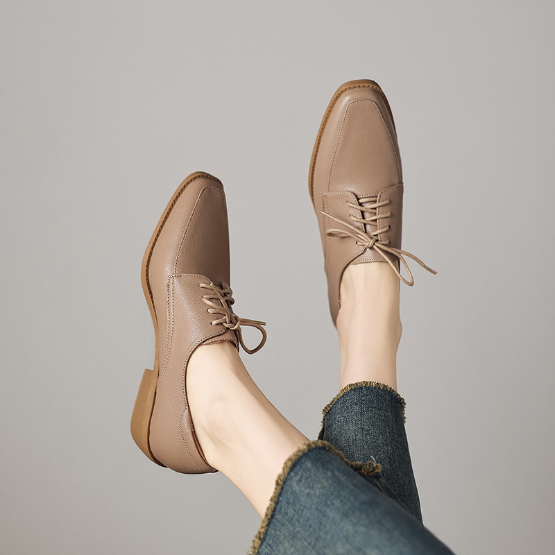 EAGSITY Cow leather chunky hee - Oxford Lace Up Women 评论和价格