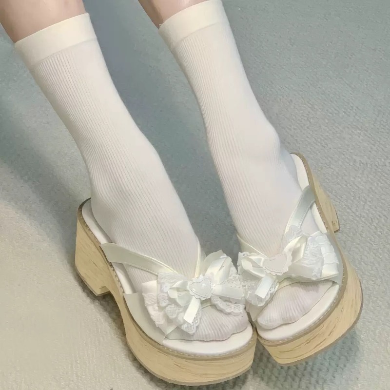 Sweet Bow Wood Grain Thick Bot - Women'S Shoes Quality 评论和价格