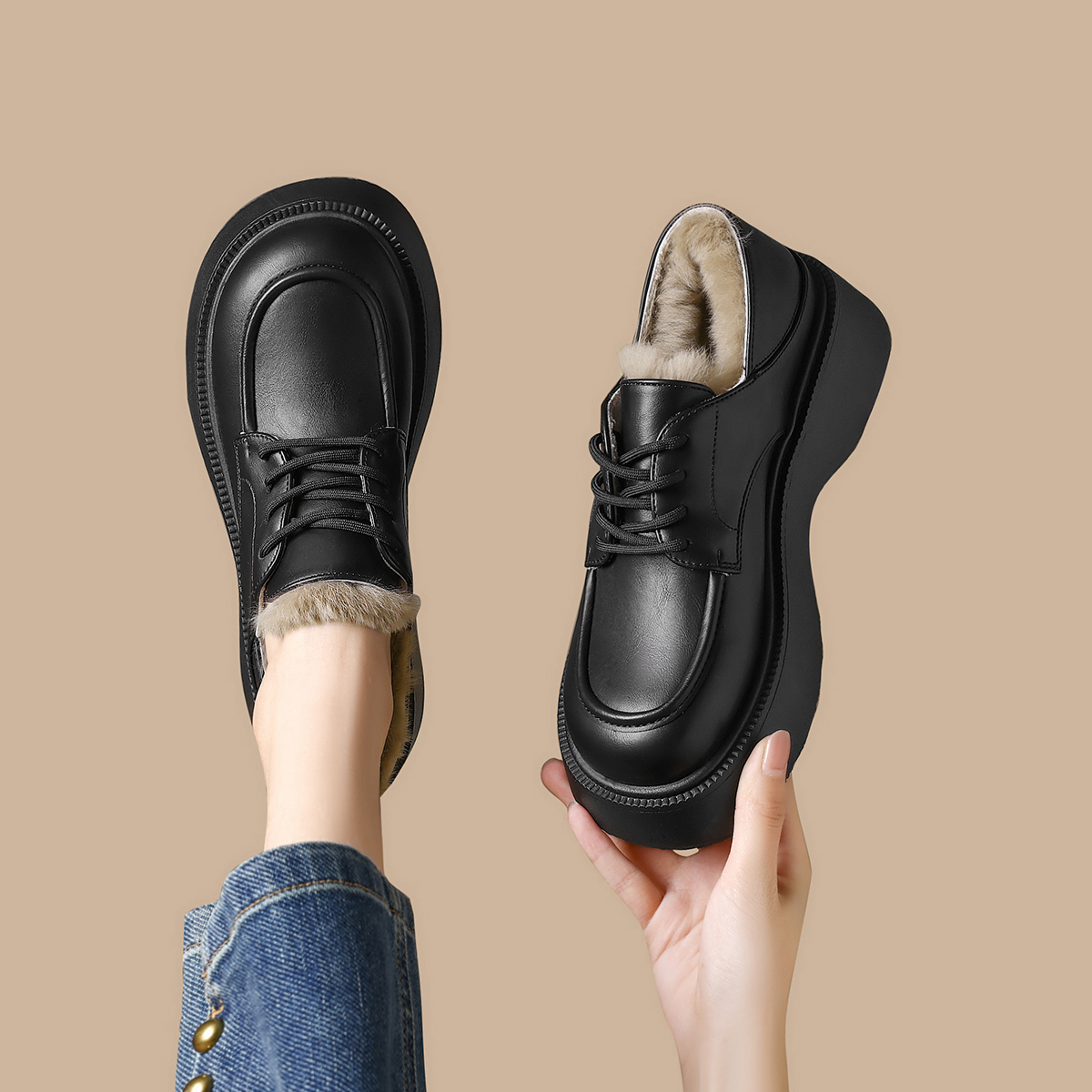 FOXER Winter New Women Platfor - Oxford Lace Up Women 评论和价格