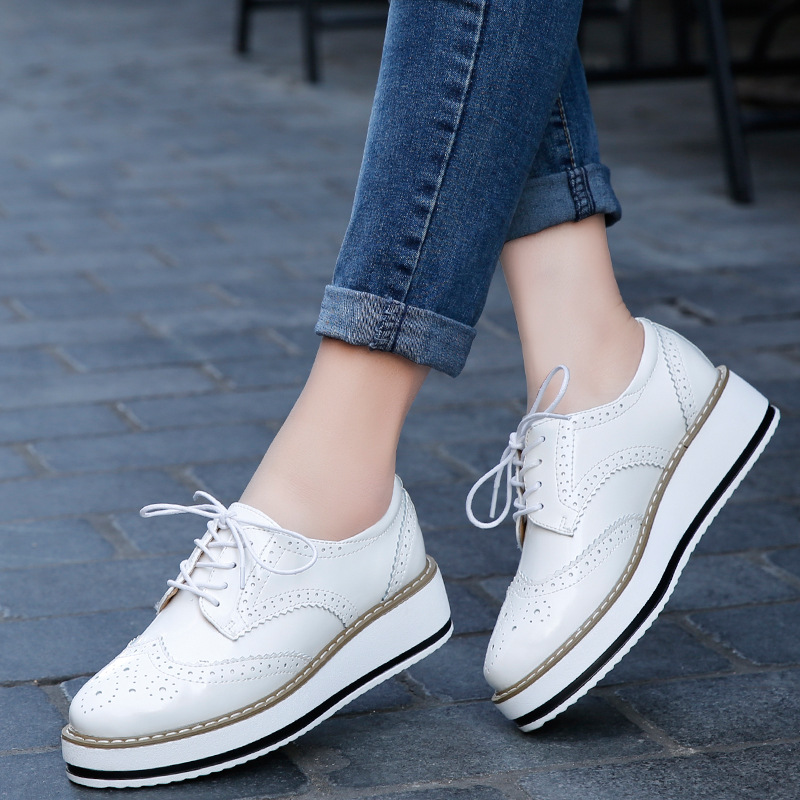 Women Loafers Shoes Leather Th - Oxford Lace Up Women 评论和价格