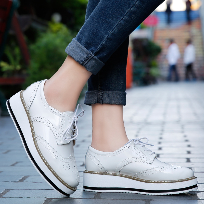 Women Loafers Shoes Leather Th - Oxford Lace Up Women 评论和价格