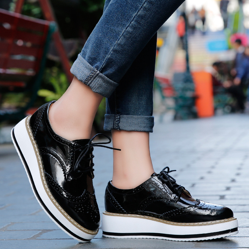Women Loafers Shoes Leather Th - Oxford Lace Up Women 评论和价格
